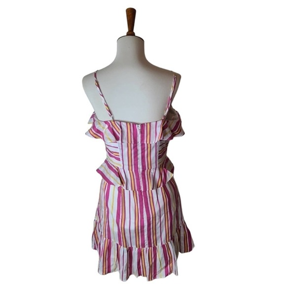 Parker Isadora Poolside Stripe Cold Shoulder Ruffle Mini Dress 4 NWT - Picture 3 of 7